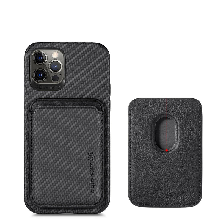 seraCase MagSafe Compatible Carbon Fiber iPhone Case with Leather Wallet for