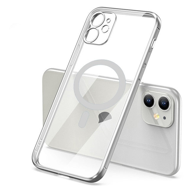 seraCase Color Metal Border Transparent MagSafe iPhone Case for iPhone 14 Pro Max / Silver