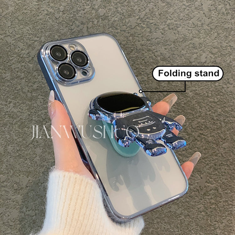 seraCase Electroplated Clear Astronaut Stand iPhone Case for