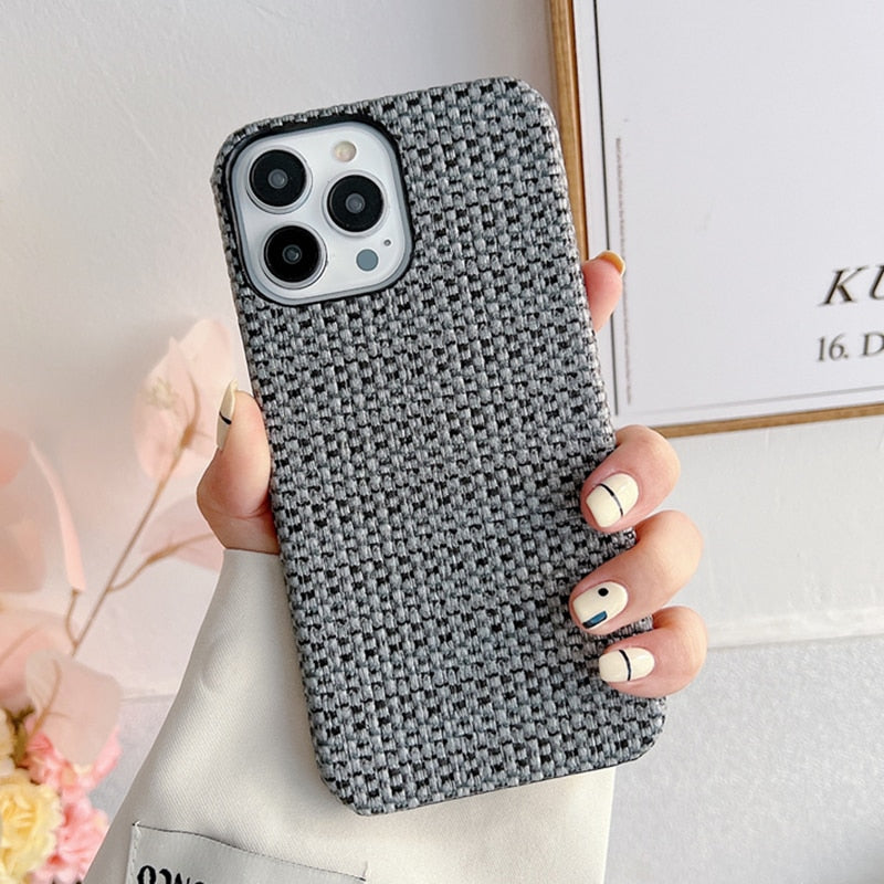 seraCase Luxury Woven Fabric iPhone Case for iPhone 14 / Black