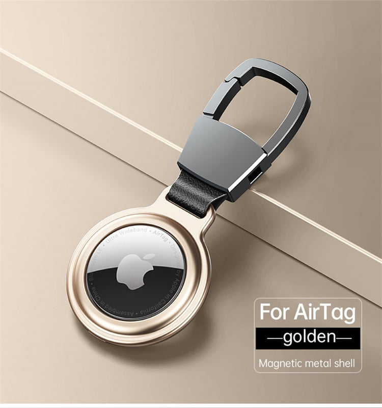 seraCase Apple AirTag Metal Magnetic Case with Key-hook for Gold