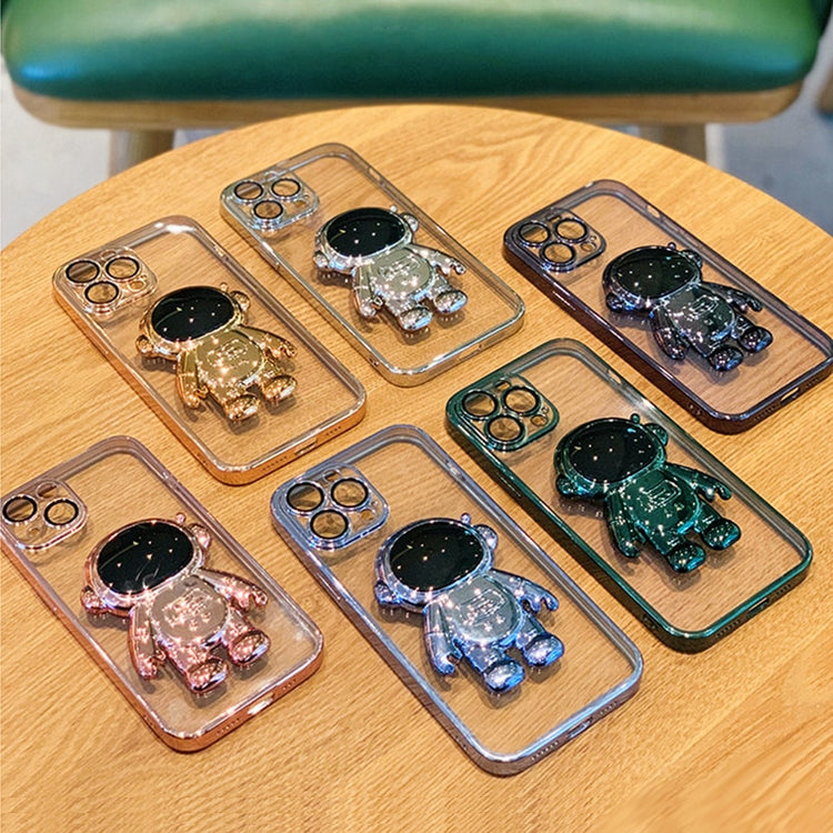 seraCase Electroplated Clear Astronaut Stand iPhone Case for