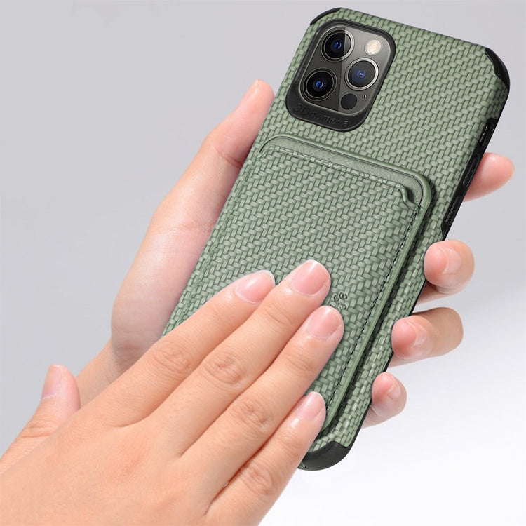 seraCase MagSafe Compatible Carbon Fiber iPhone Case with Leather Wallet for