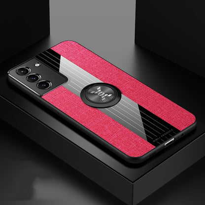 seraCase Linen Samsung Case with Magnetic Ring Holder for Samsung S22 / Rose Red