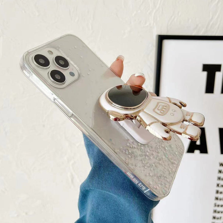 seraCase Glittery Astronaut Stand Holder iPhone Case for iPhone 14 Pro Max / White