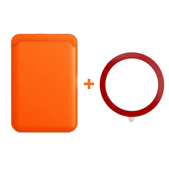 seraCase MagSafe Leather iPhone Wallet with MagSafe Ring for Orange