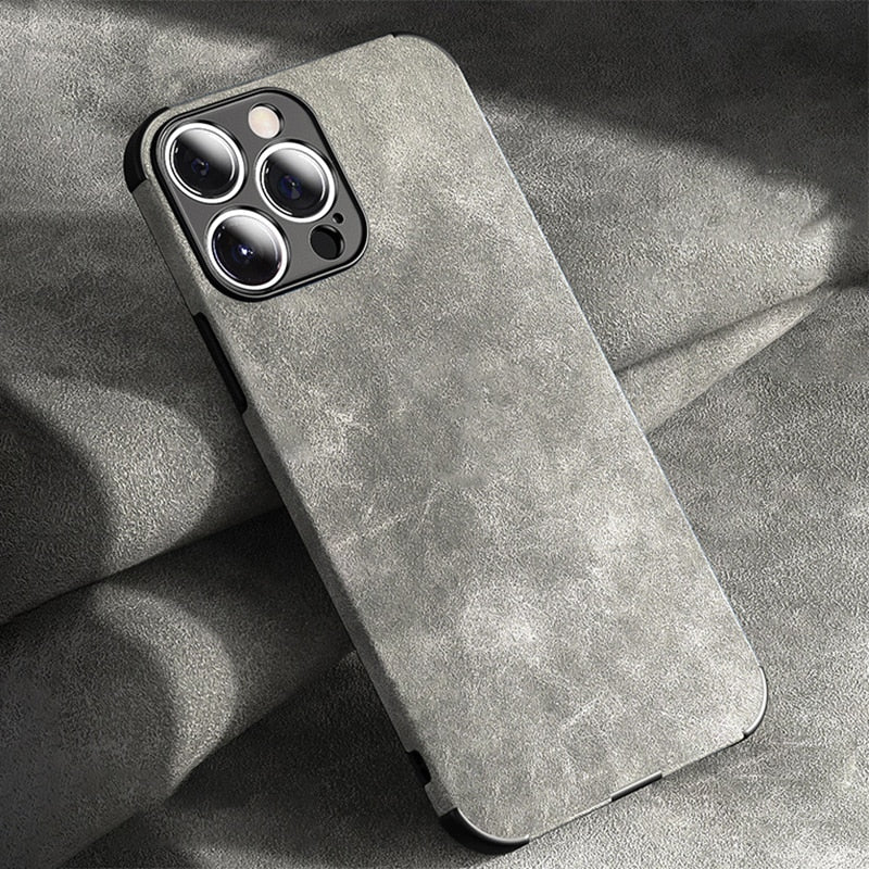 seraCase Luxury Lambskin Leather Shockproof iPhone Case for iPhone 13 Pro Max / Gray