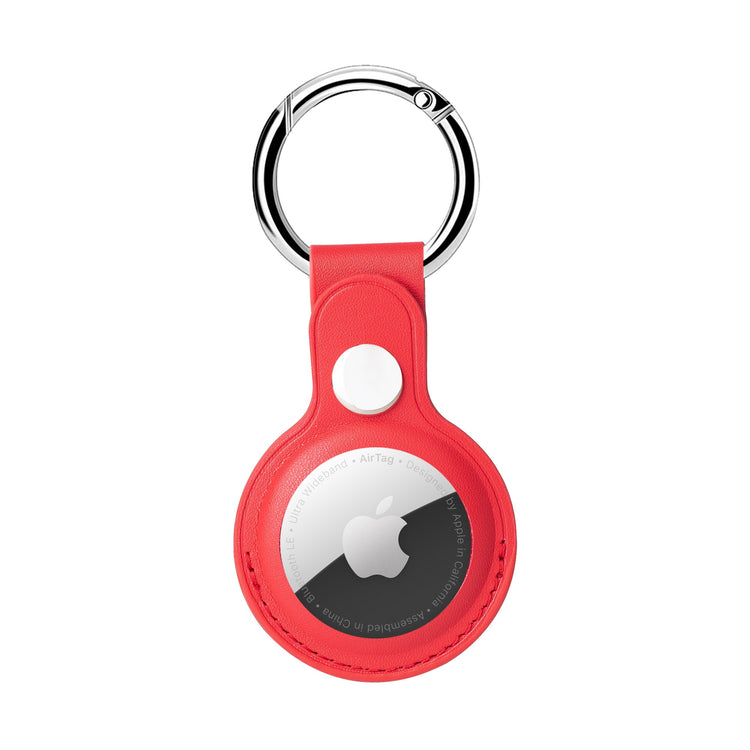 seraCase Handmade Leather Pendant Apple AirTag Holder for Red
