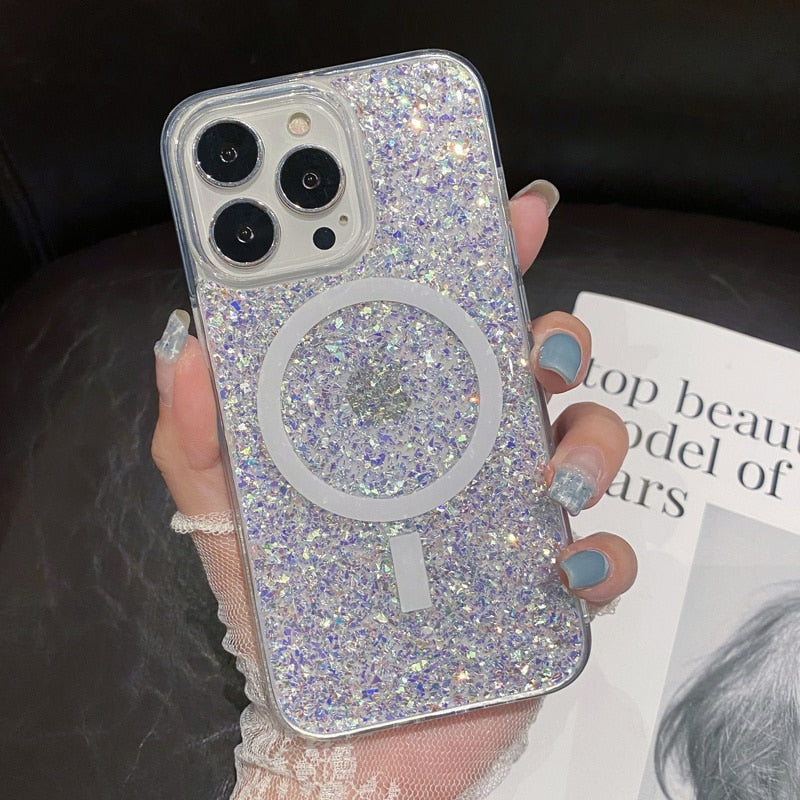 seraCase Glittery Shockproof MagSafe Compatible iPhone Case for iPhone 14 / Purple