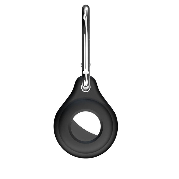 seraCase Silicone Apple AirTag Holder with Hook or Nylon Strap for Black-A
