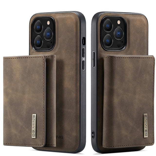 seraCase Smart Leather iPhone Case with Detachable MagSafe Wallet for iPhone 14 Pro Max / Coffee