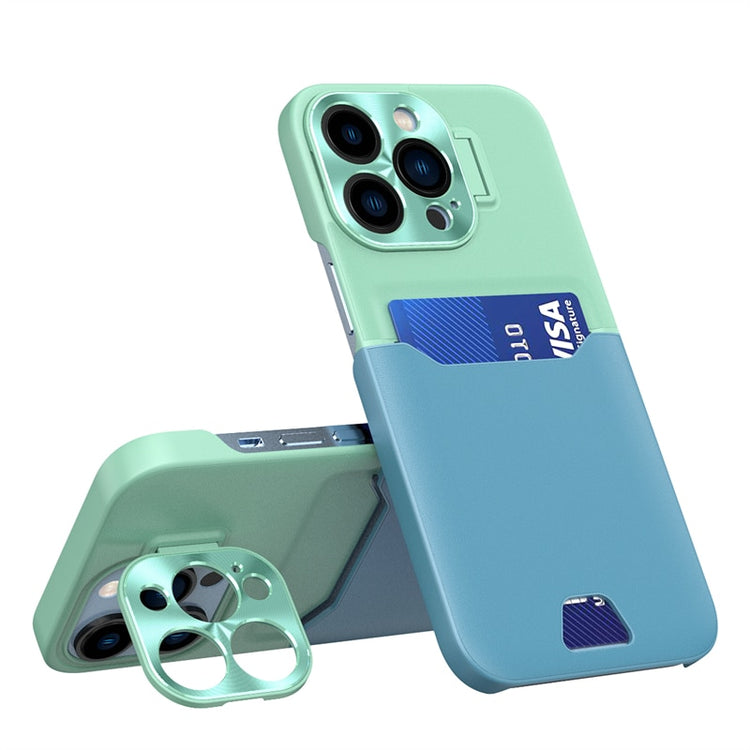 seraCase Elegant and Colorful iPhone Case with Wallet for iPhone 12 / Mint Green & Lake Blue