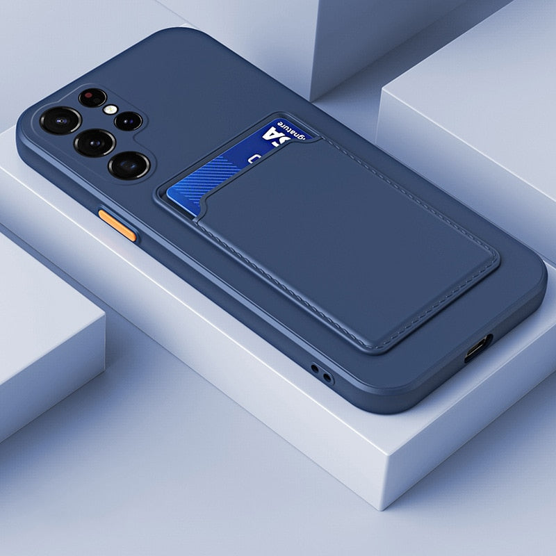 seraCase Stylish Samsung Case With Card Holder for Samsung S22 / Dark Blue
