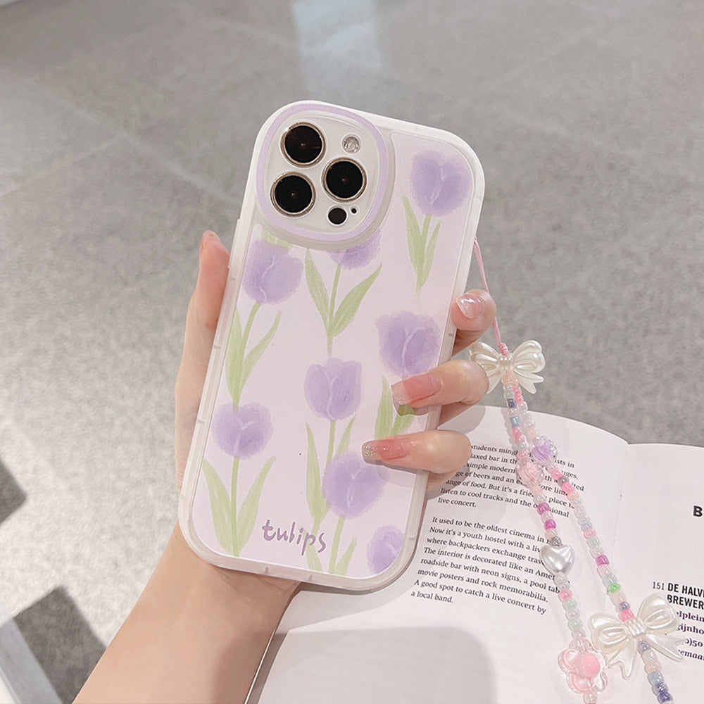 seraCase Cute Purple Tulips iPhone case for iPhone 13 Pro Max / With Bracelet