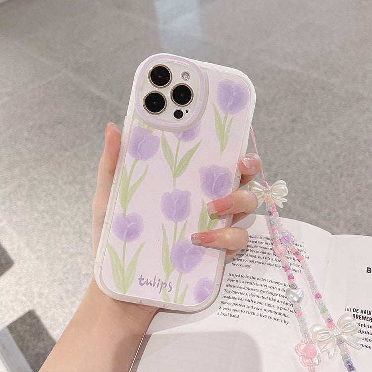 seraCase Cute Purple Tulips iPhone case for iPhone 13 Pro Max / With Bracelet