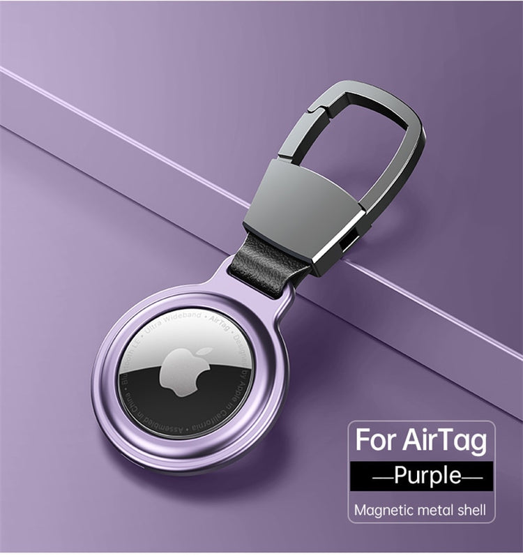 seraCase Apple AirTag Metal Magnetic Case with Key-hook for Purple