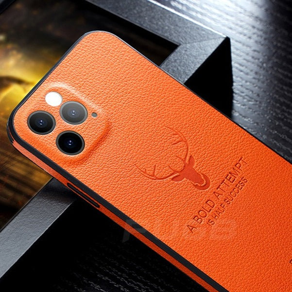 seraCase Luxury Leather Deer Design iPhone Case for iPhone 13 Pro Max / Orange