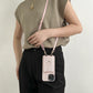 seraCase Luxury Leather Crossbody Lanyard iPhone Wallet Case for iPhone 14 Pro Max / Pink