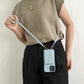 seraCase Luxury Leather Crossbody Lanyard iPhone Wallet Case for iPhone 14 Pro Max / Blue