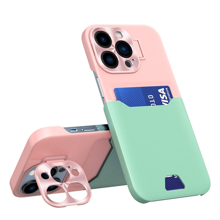 seraCase Elegant and Colorful iPhone Case with Wallet for iPhone 12 / Pink & Mint Green