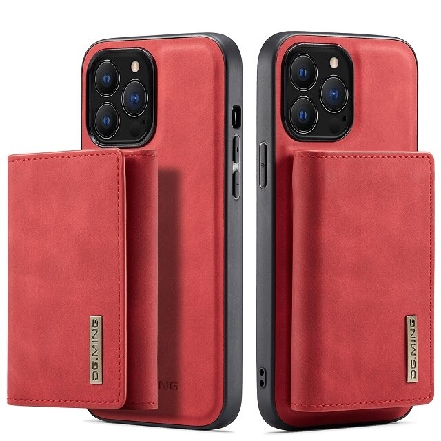 seraCase Smart Leather iPhone Case with Detachable MagSafe Wallet for iPhone 14 Pro Max / Red