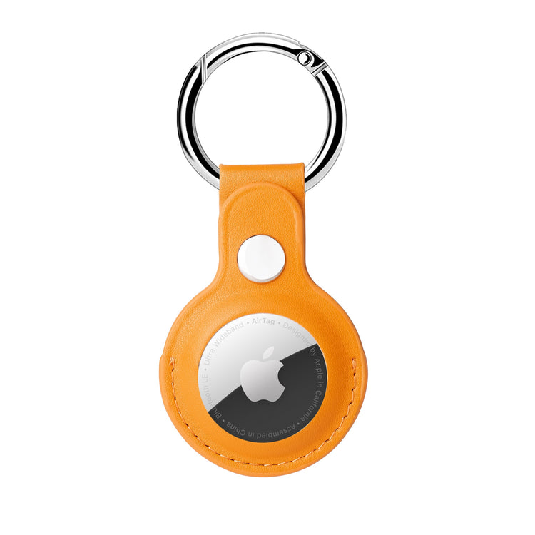 seraCase Handmade Leather Pendant Apple AirTag Holder for Yellow
