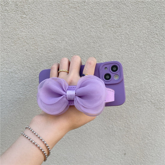 seraCase Silk Bowknot Wrist Strap iPhone Case for iPhone 13 Pro Max / Purple