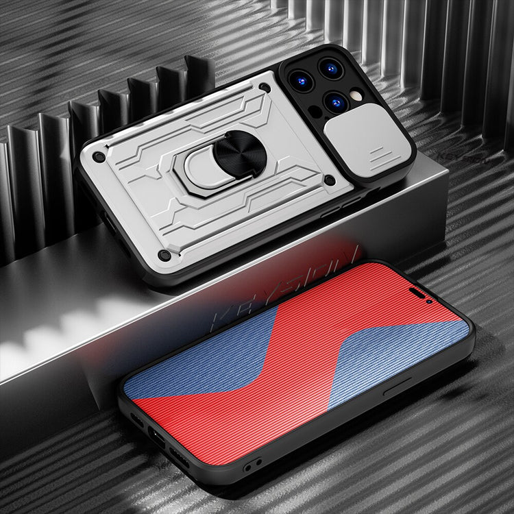 seraCase Shockproof Armor iPhone Case with Card Slot and Ring for iPhone 14 Pro Max / White