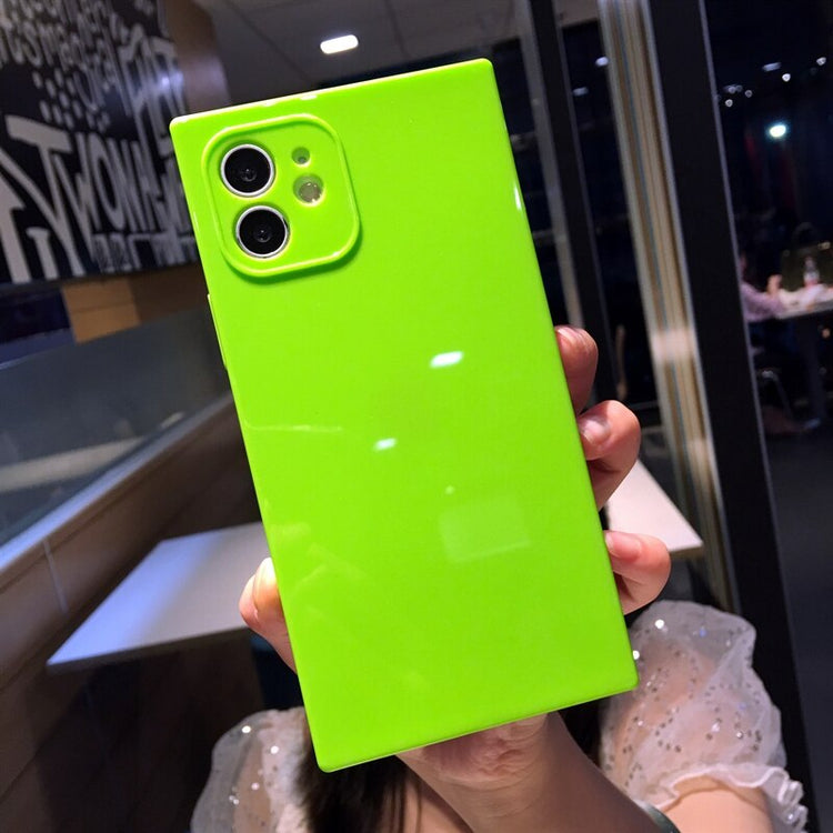 seraCase Cute Colorful Silicon Square iPhone Case for iPhone 13 Pro Max / Fluorescent Green