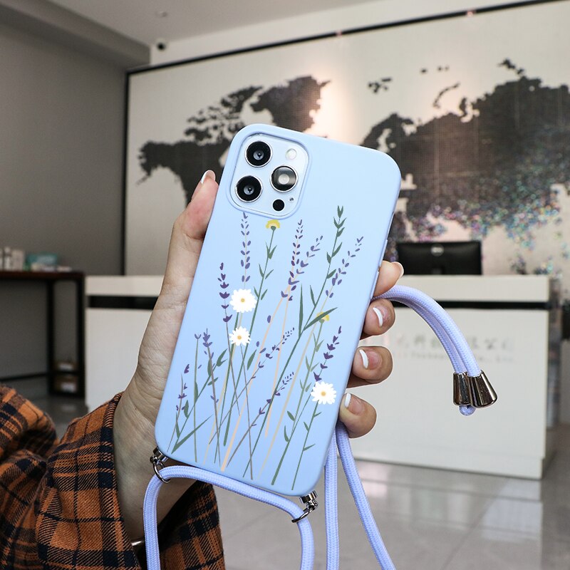 seraCase Floral iPhone Case with Lanyard for iPhone 13 Pro / Blue Strand