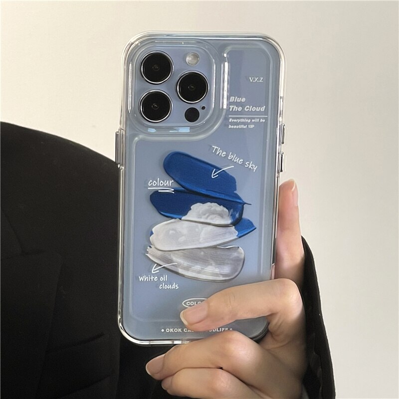 seraCase Abstract Graffiti Art Clear iPhone Case for iPhone 13 / White Clouds