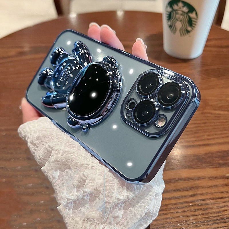 seraCase Cute Electroplated Astronaut Kickstand iPhone Case for iPhone 13 ProMax / Blue