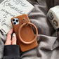 seraCase Luxury Leather iPhone Case with Leopard Ring for iPhone 13 Pro Max / Auburn