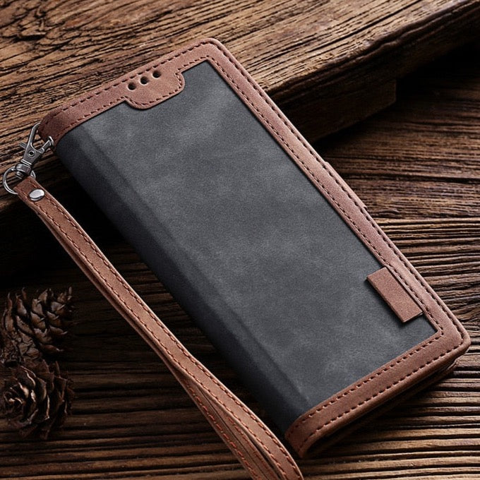 seraCase Luxury Leather Magnetic Flip Case for iPhone 14 Pro Max / Grey