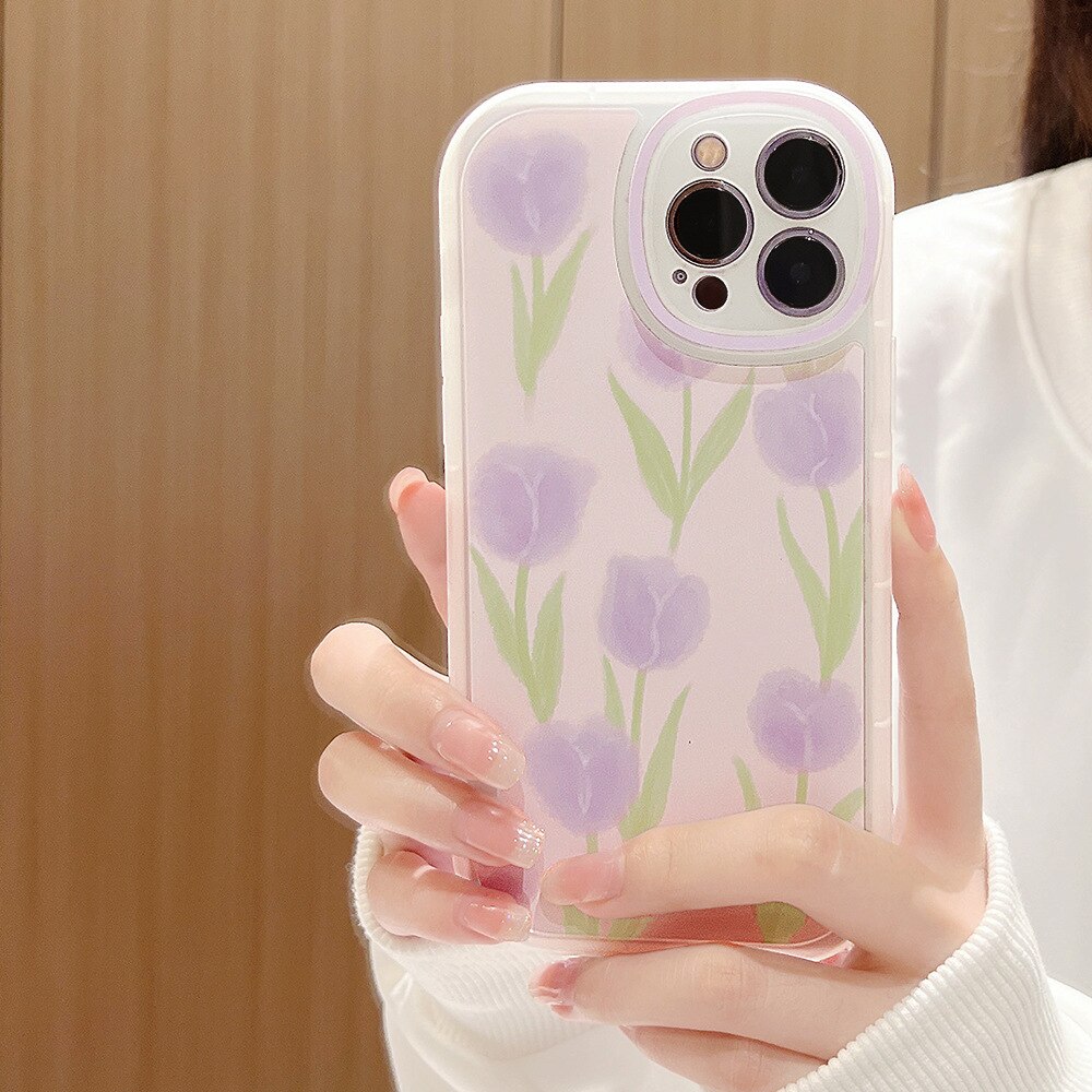 seraCase Cute Purple Tulips iPhone case for iPhone 13 Pro Max / No Bracelet