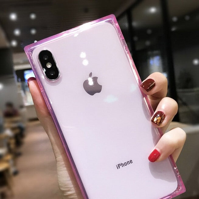 seraCase Cute Colorful Transparent Square iPhone Case for iPhone 13 Pro Max / Pink