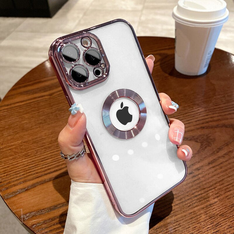 seraCase Luxury Electroplated Clear iPhone Case with Logo Ring for iPhone 14 Pro Max / Pink