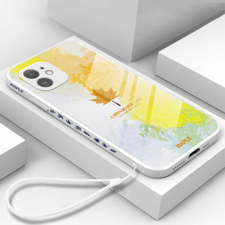 seraCase Luxury Maple Leaf Glass iPhone Case for iPhone 13 Pro Max / White