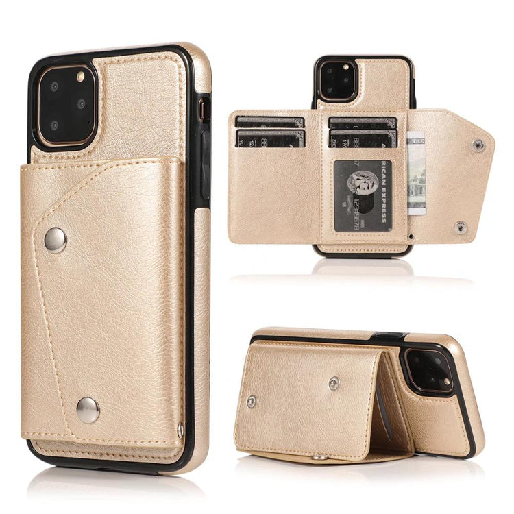 seraCase Stylish Leather iPhone Case with Multi-Card Wallet for iPhone 12 / Gold
