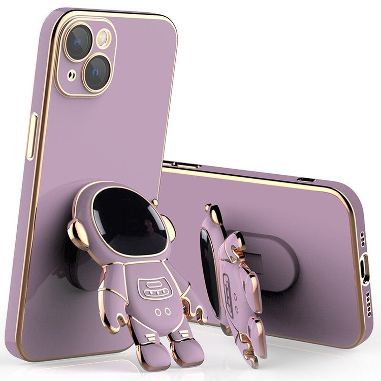 Cheap Luxury Glitter Transparent Cartoon Astronaut Camera Folding Holder  Case For iPhone 11 12 13 14 Pro Max 14Plus