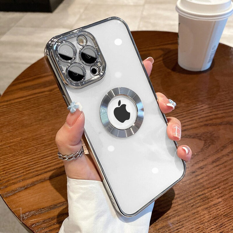 seraCase Luxury Electroplated Clear iPhone Case with Logo Ring for iPhone 14 Pro Max / Silver