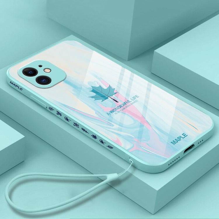 seraCase Luxury Maple Leaf Glass iPhone Case for iPhone 13 Pro Max / Green Multicolour