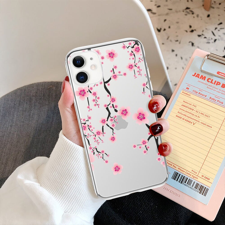 seraCase Transparent Leaf Design iPhone Case for iPhone 13 Pro Max / Pink
