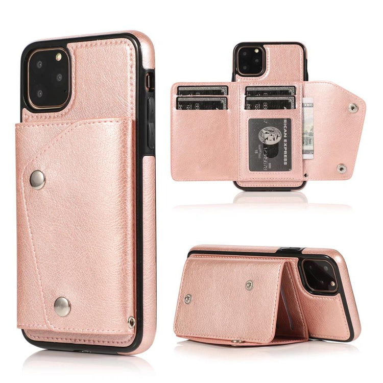 seraCase Stylish Leather iPhone Case with Multi-Card Wallet for iPhone 12 / Pink