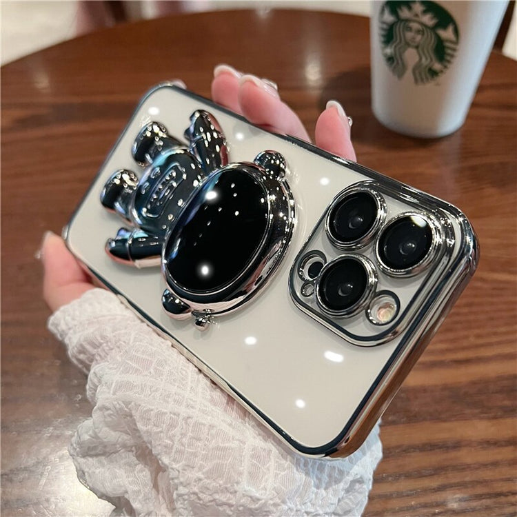 seraCase Cute Electroplated Astronaut Kickstand iPhone Case for iPhone 13 ProMax / Silver