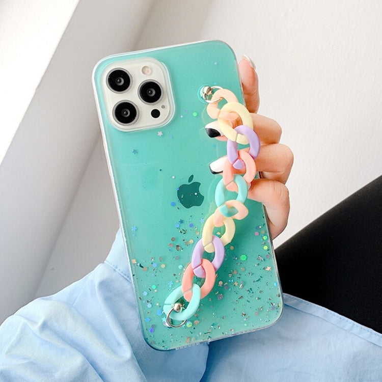 seraCase Glamorous Glittery iPhone Case with Rainbow Wrist Chain for iPhone 13 Pro Max / Green