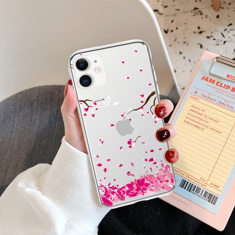 seraCase Transparent Leaf Design iPhone Case for iPhone 13 Pro Max / Pink 2