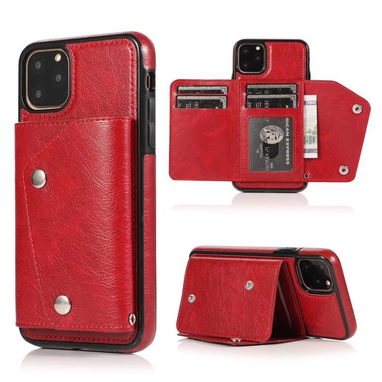 seraCase Stylish Leather iPhone Case with Multi-Card Wallet for iPhone 12 / Red