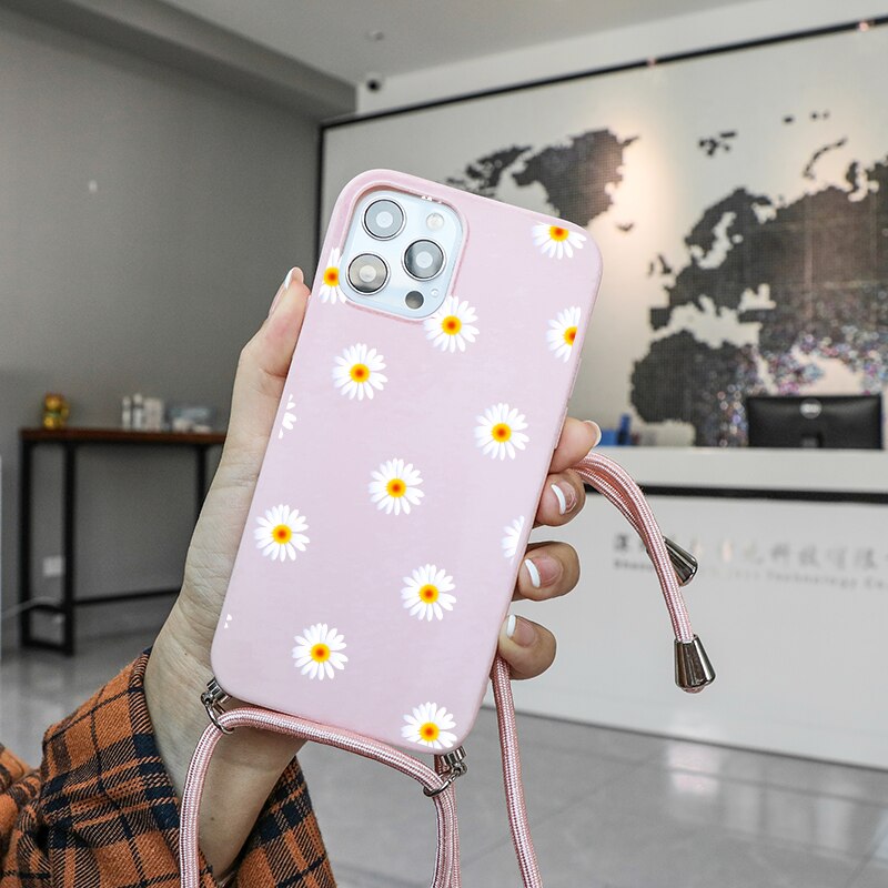 seraCase Floral iPhone Case with Lanyard for iPhone 13 Pro / Pink