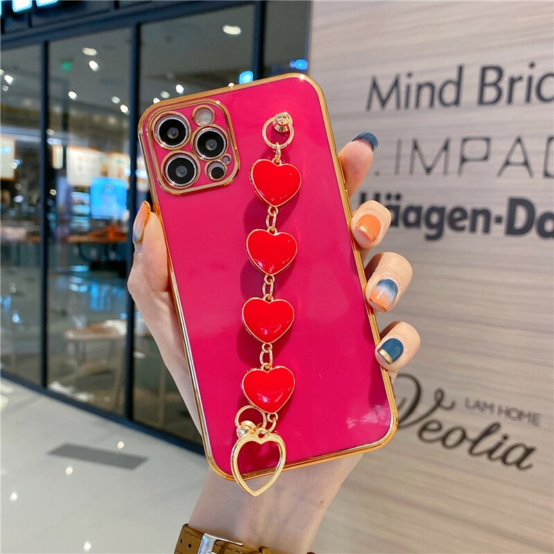 seraCase Luxury Heart Wrist Bracelet iPhone Case for iPhone 13 Pro Max / Rose Red